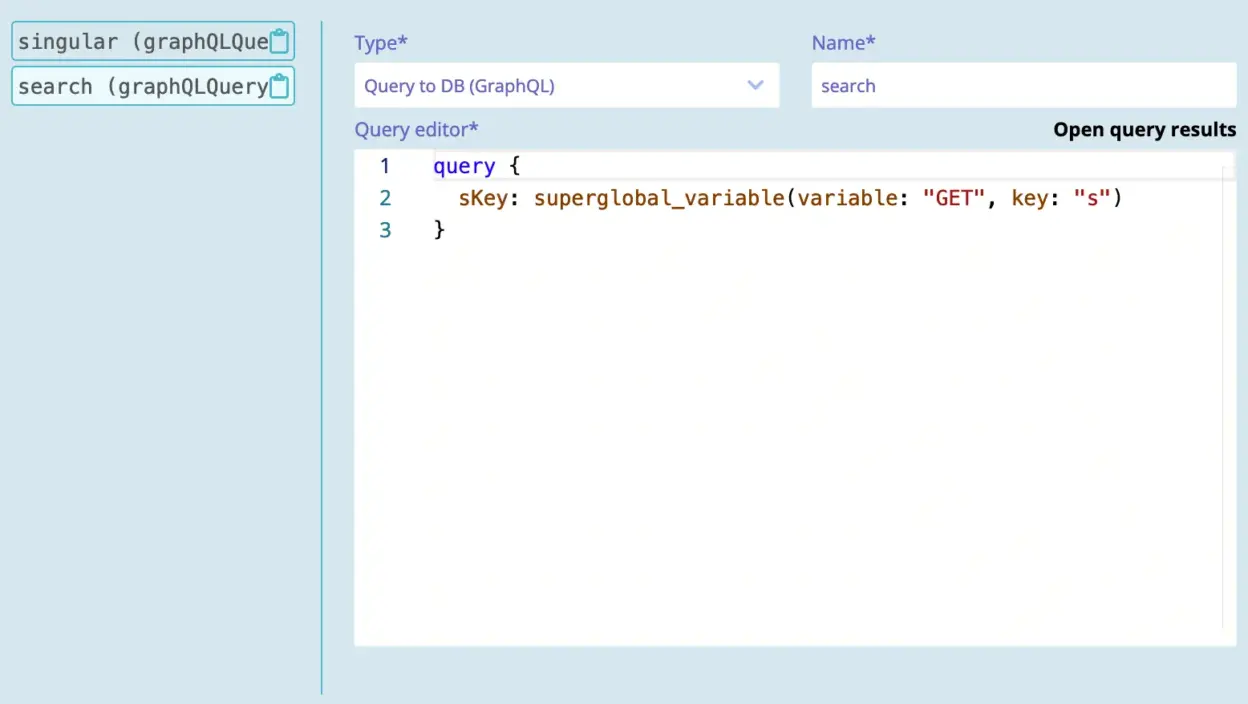 GraphQL code editor with code getting superglobal value