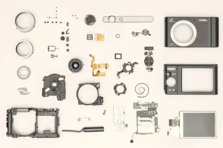 Device components laid on the surface