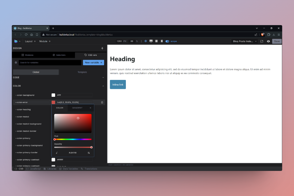 Setting a color CSS Variable