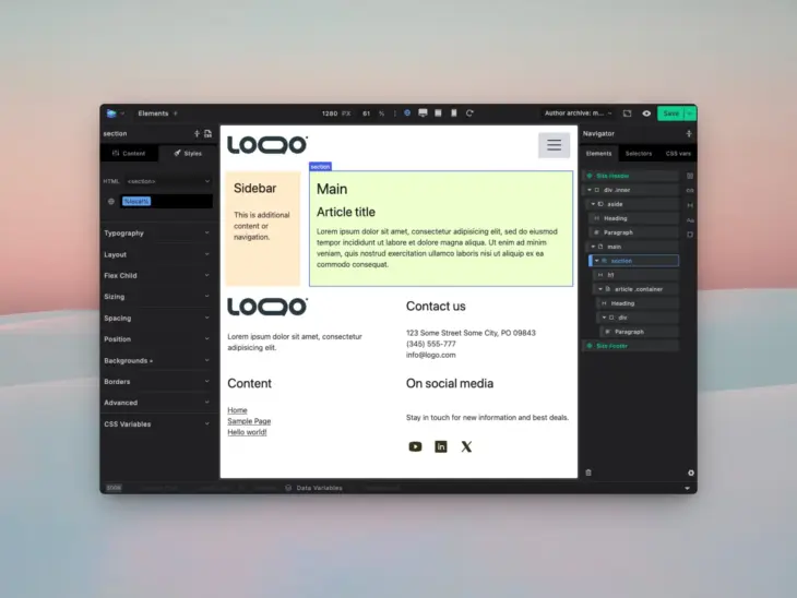 Semantic markup builderius ui