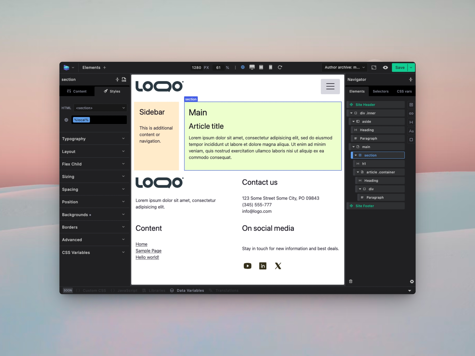 Semantic markup builderius ui