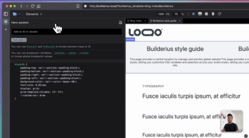 A view of CSS code editor, local element scope