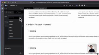 Builderius interface showing how to change markup on any element
