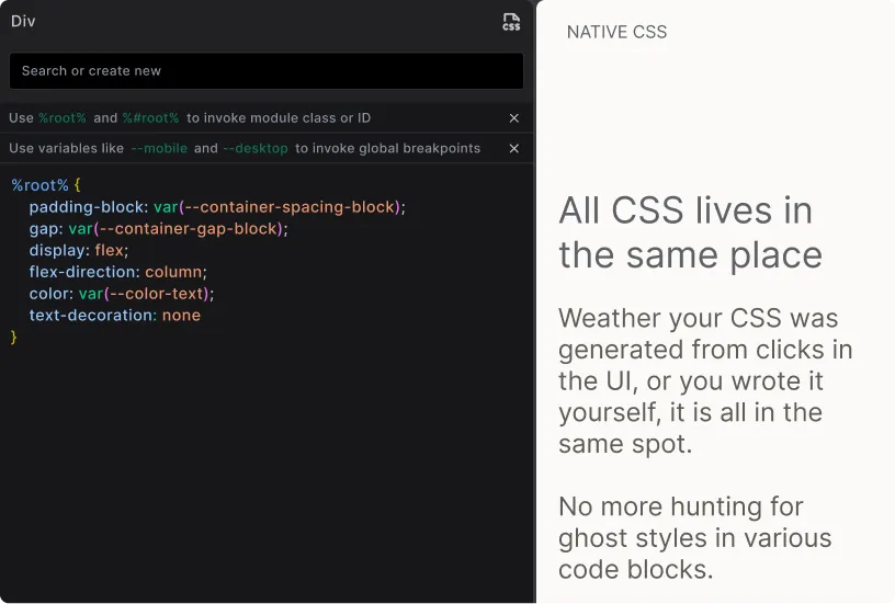 CSS Code Mode