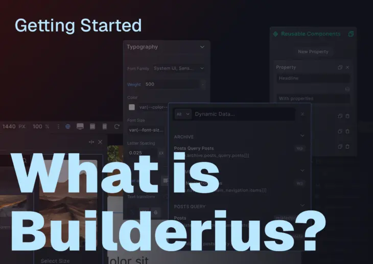 Getting started visual, including UI elements from Builderius